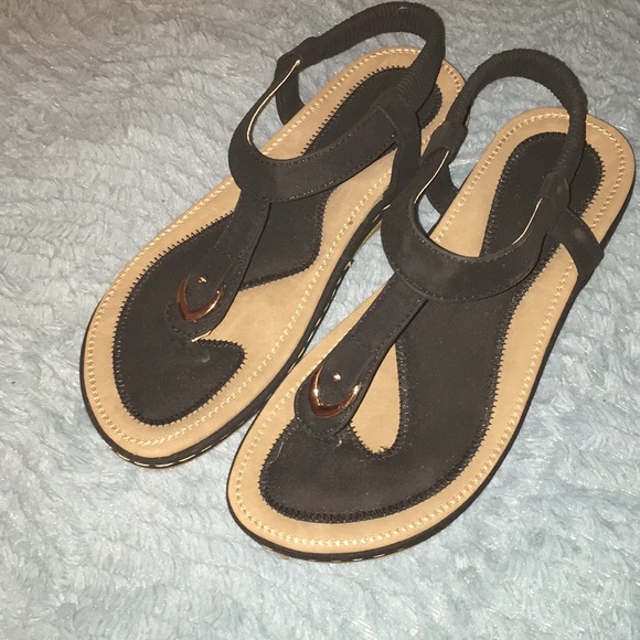 Black and Tan Sandals - Picture 1 of 3